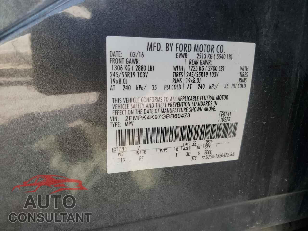FORD EDGE 2016 - 2FMPK4K97GBB60473