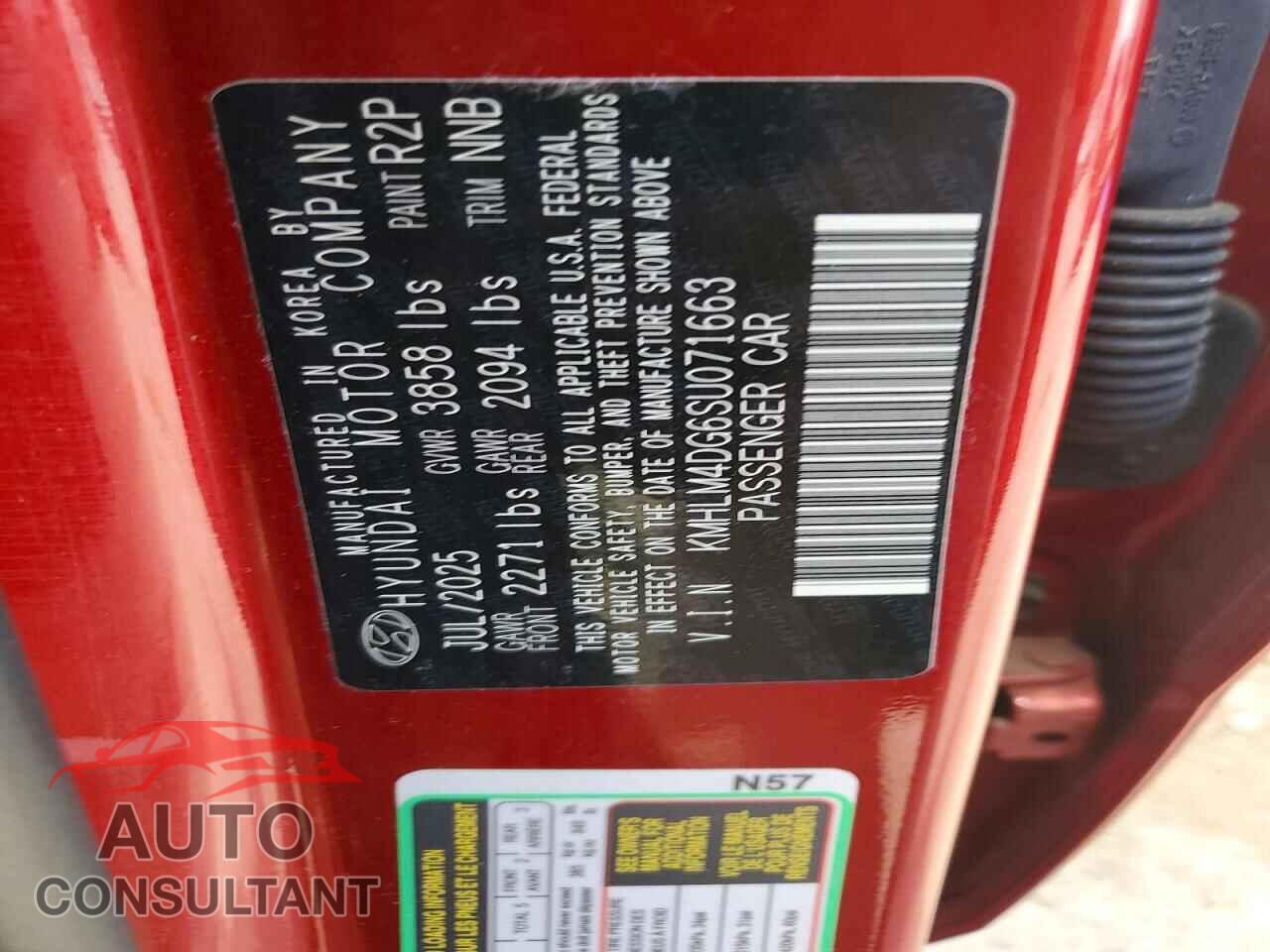 HYUNDAI ELANTRA 2025 - KMHLM4DG6SU071663