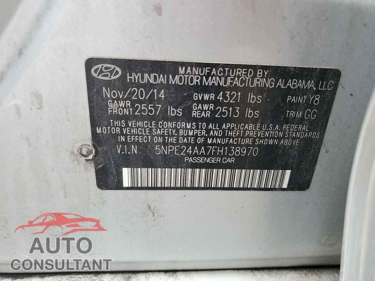 HYUNDAI SONATA 2015 - 5NPE24AA7FH138970