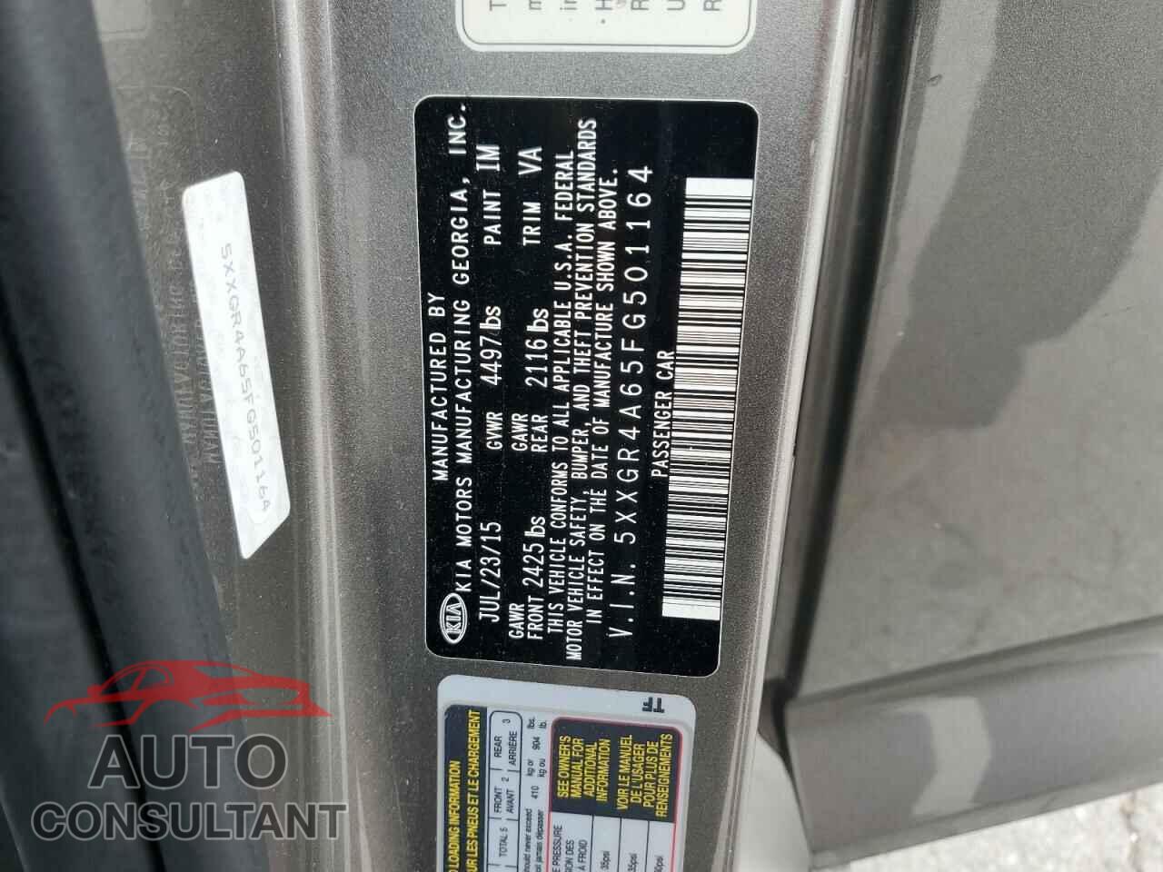 KIA OPTIMA 2015 - 5XXGR4A65FG501164