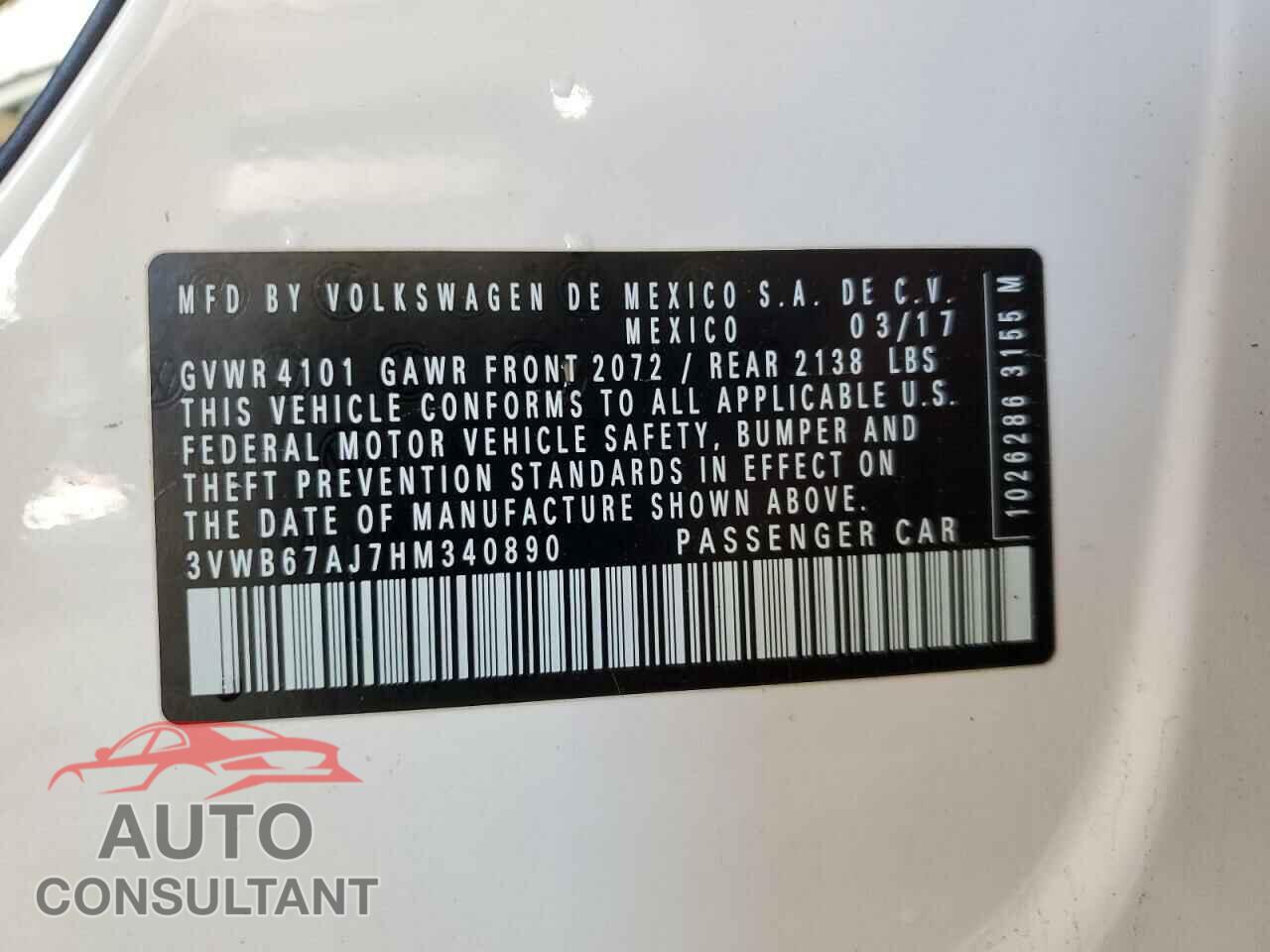 VOLKSWAGEN JETTA 2017 - 3VWB67AJ7HM340890