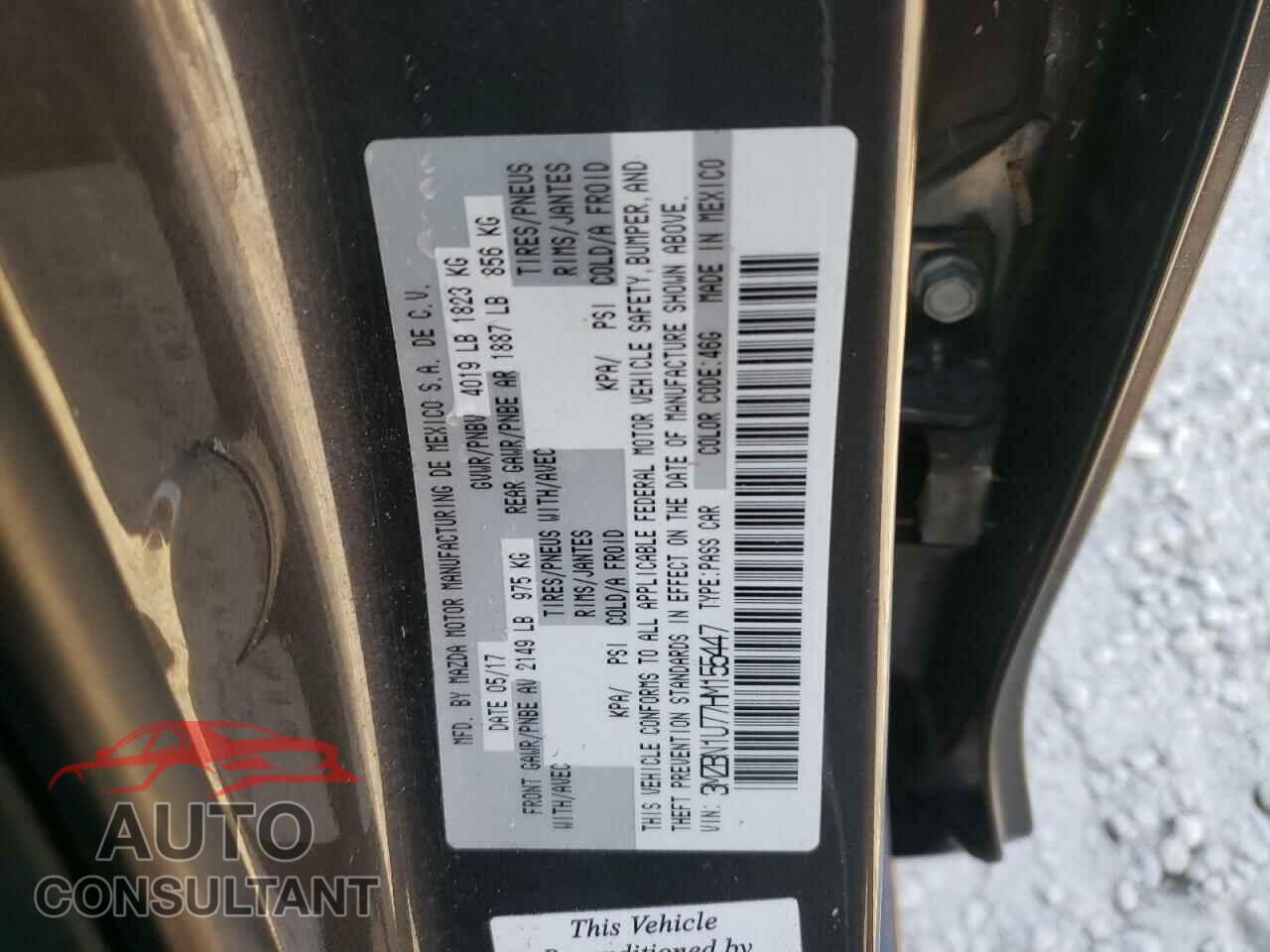 MAZDA 3 2017 - 3MZBN1U77HM155447