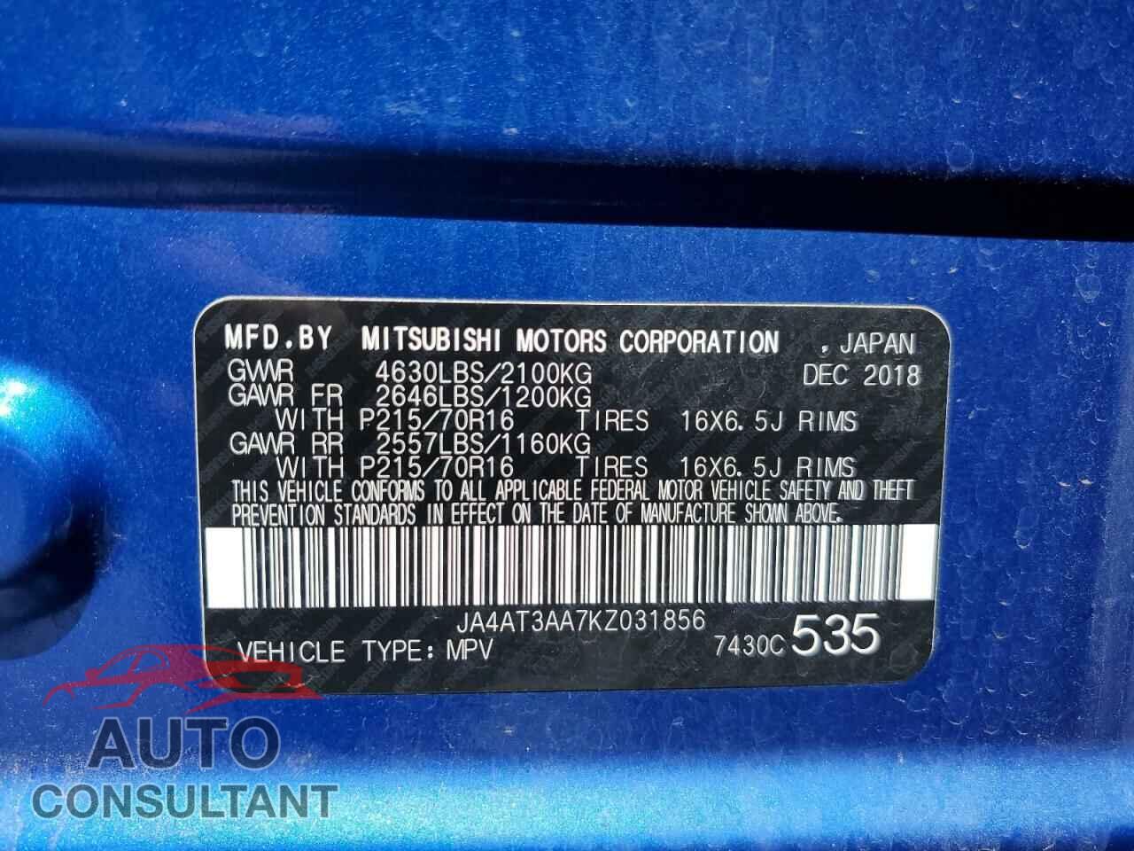 MITSUBISHI ECLIPSE 2019 - JA4AT3AA7KZ031856
