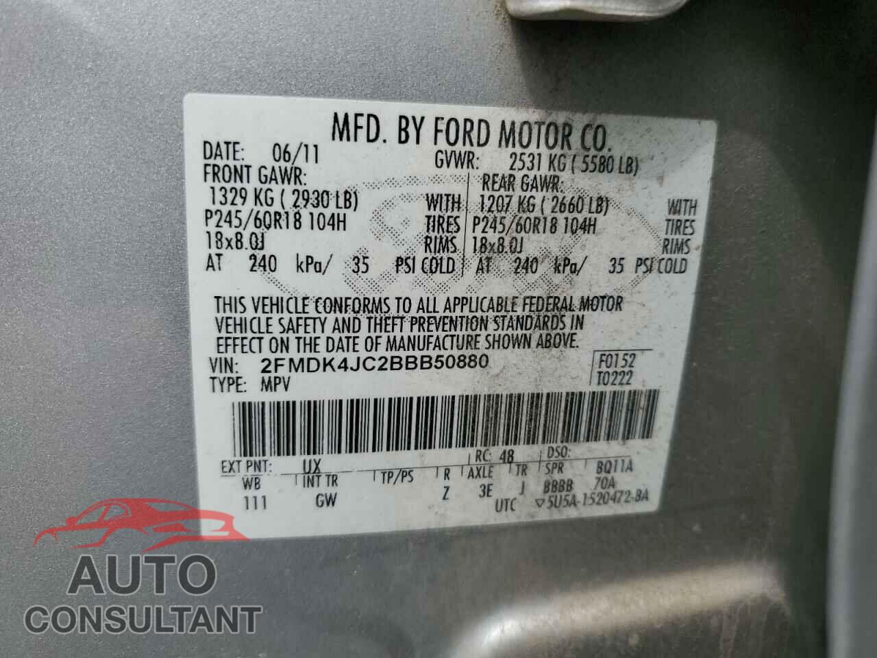 FORD EDGE 2011 - 2FMDK4JC2BBB50880