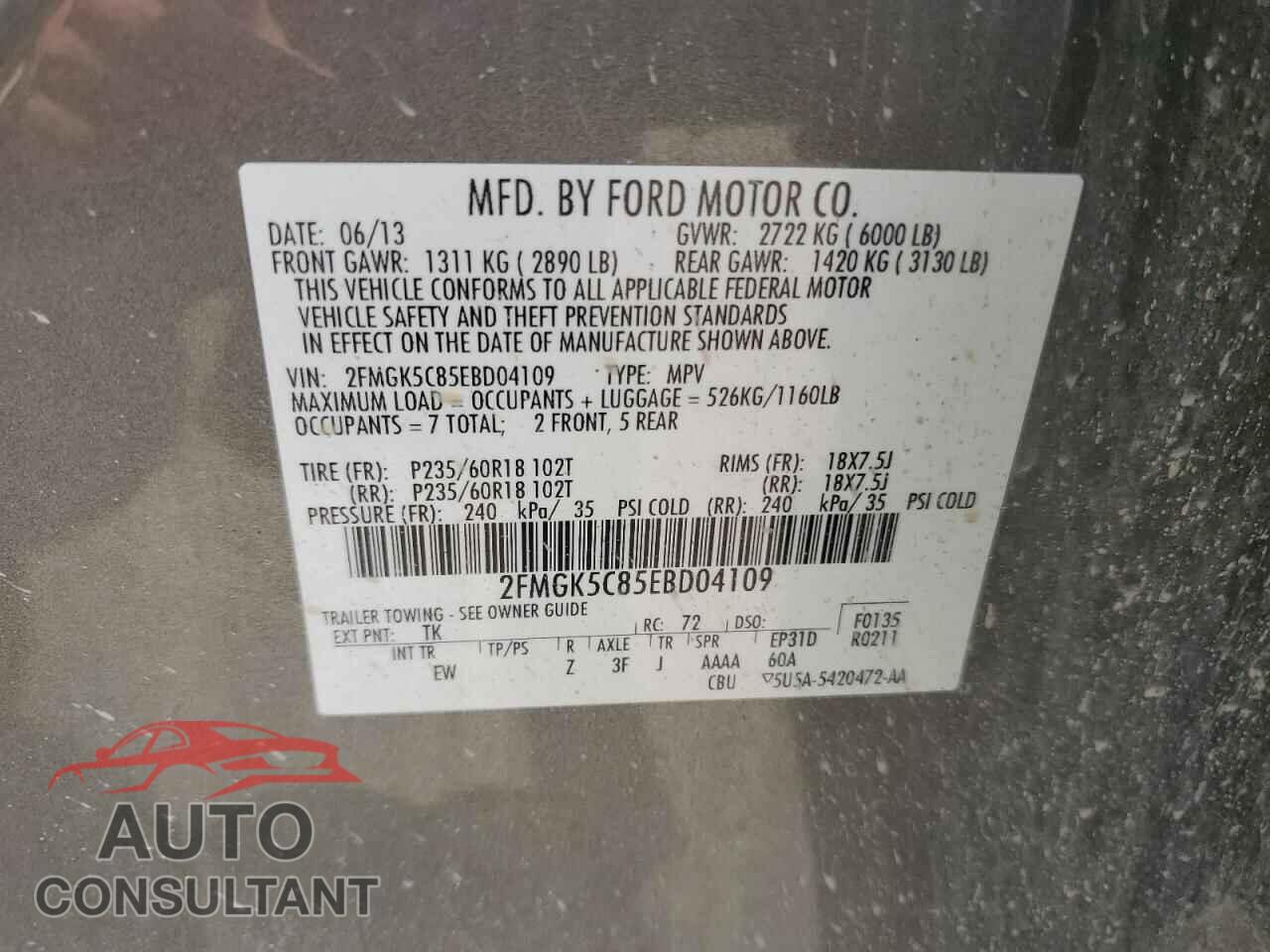 FORD FLEX 2014 - 2FMGK5C85EBD04109
