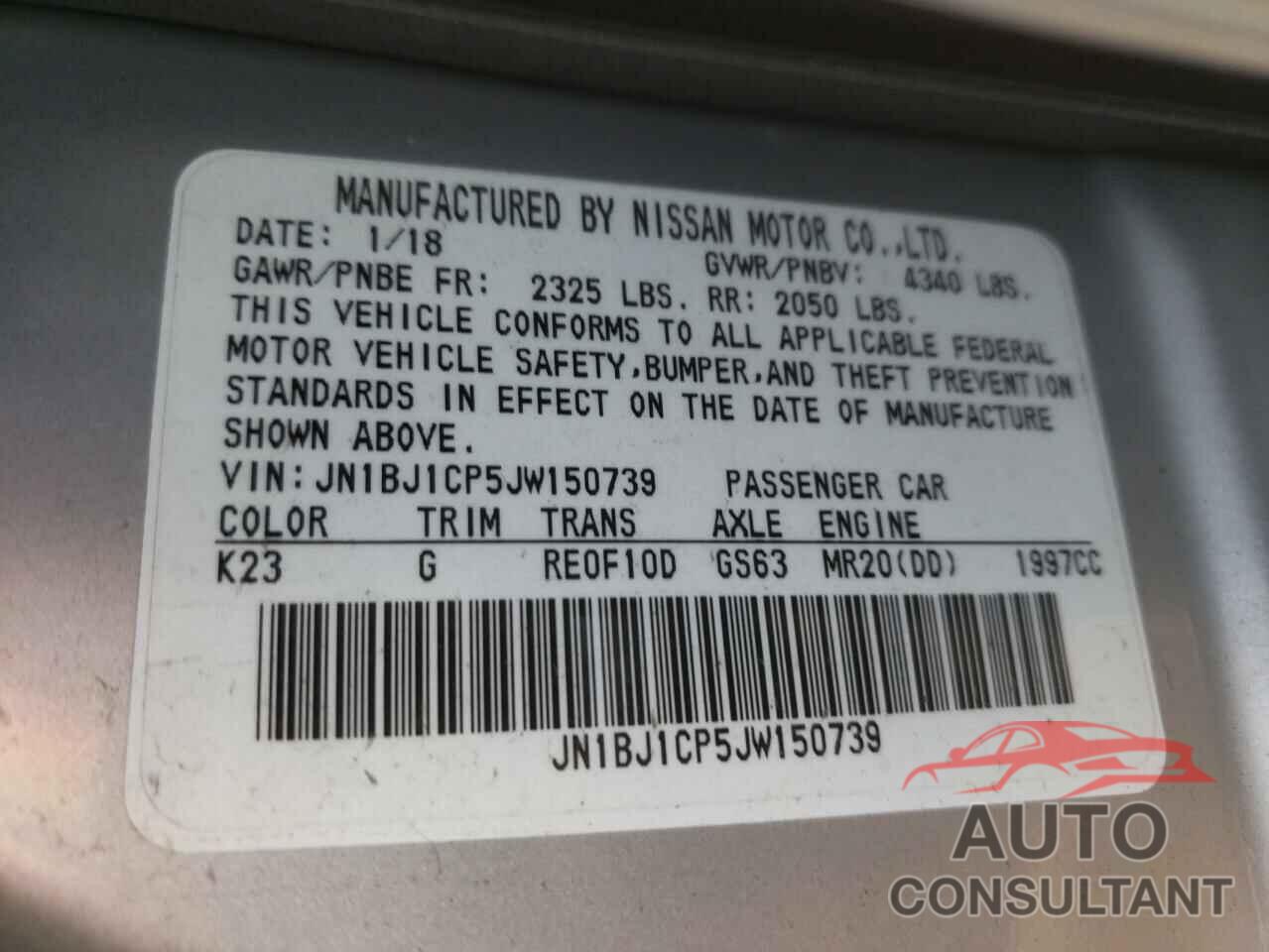 NISSAN ALL OTHER 2018 - JN1BJ1CP5JW150739