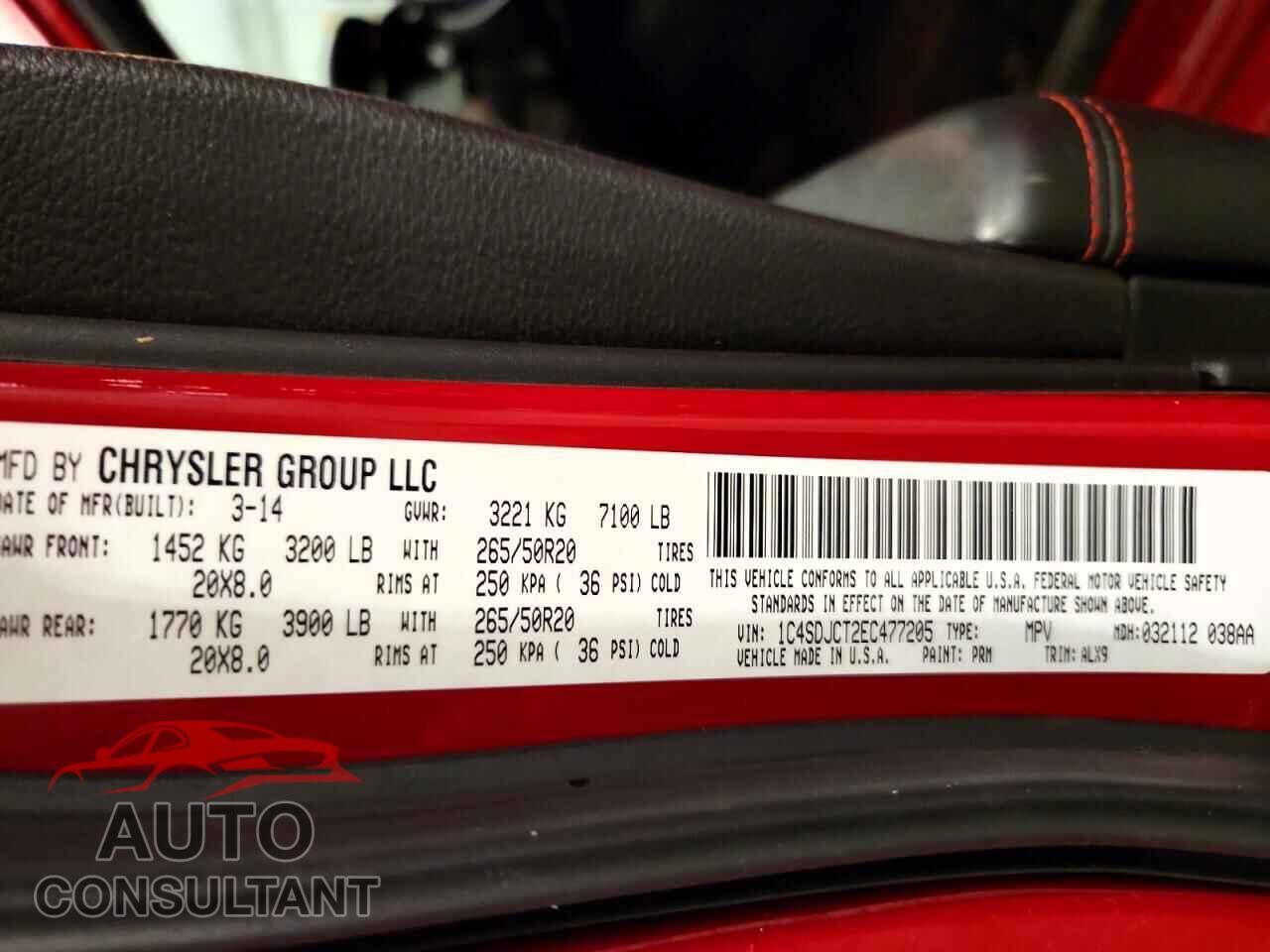 DODGE DURANGO 2014 - 1C4SDJCT2EC477205
