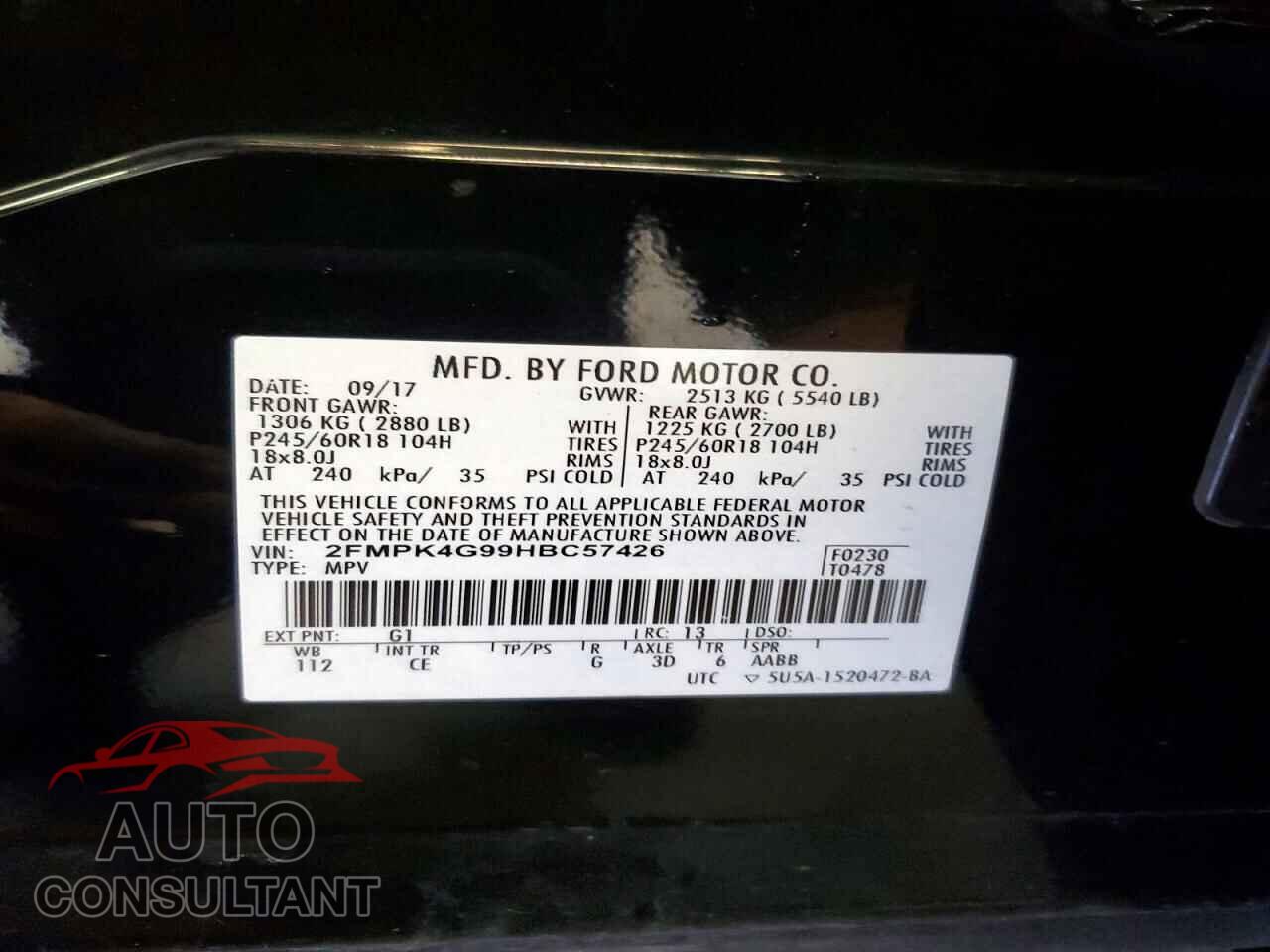FORD EDGE 2017 - 2FMPK4G99HBC57426