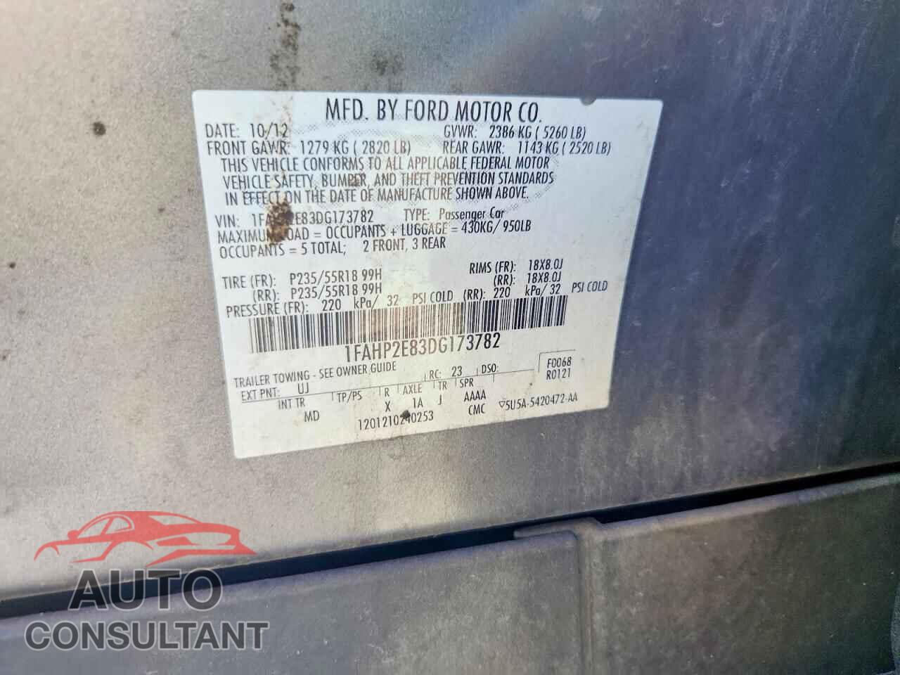FORD TAURUS 2013 - 1FAHP2E83DG173782
