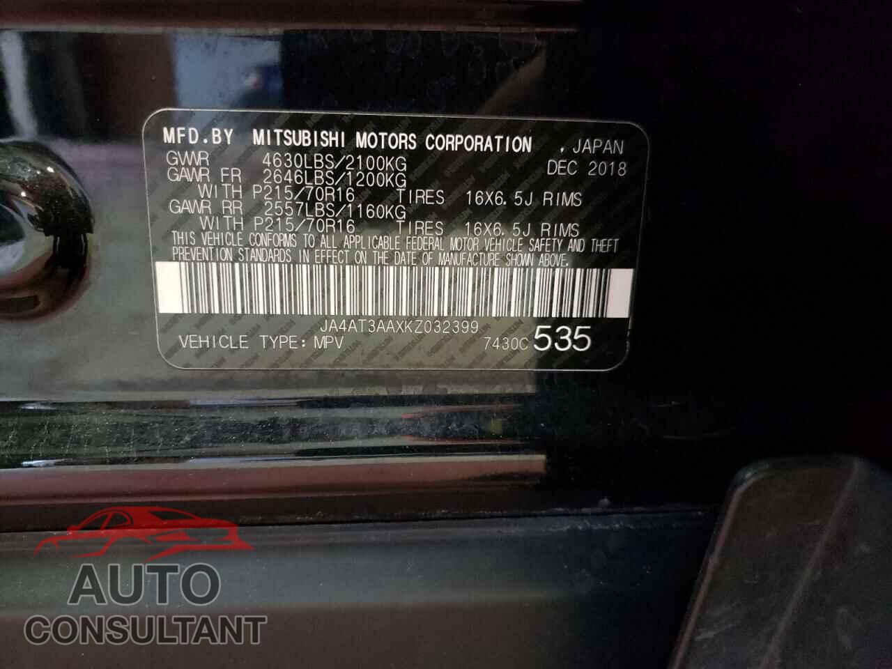 MITSUBISHI ECLIPSE 2019 - JA4AT3AAXKZ032399