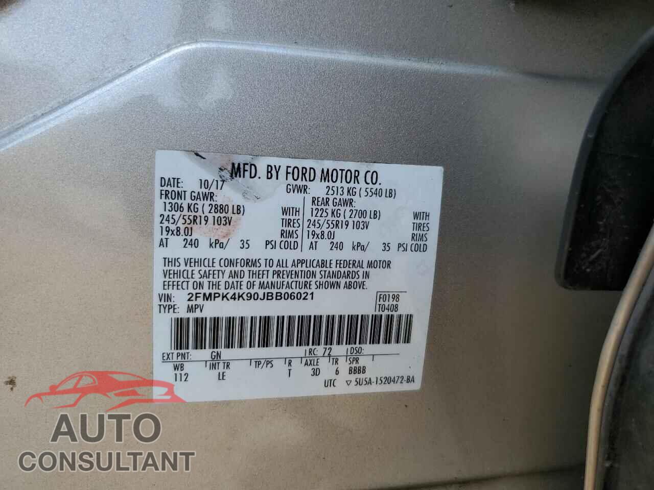 FORD EDGE 2018 - 2FMPK4K90JBB06021