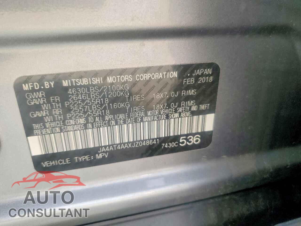 MITSUBISHI ECLIPSE 2018 - JA4AT4AAXJZ048641