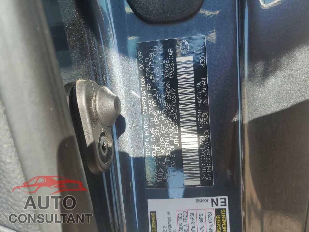 LEXUS IS 2010 - JTHFE2C28A2500612