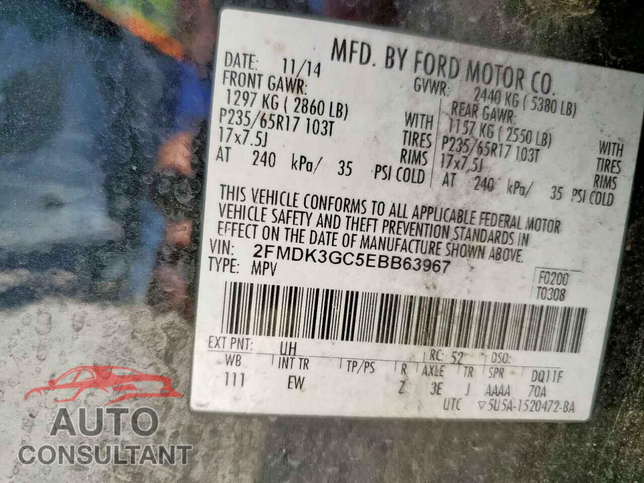FORD EDGE 2014 - 2FMDK3GC5EBB63967