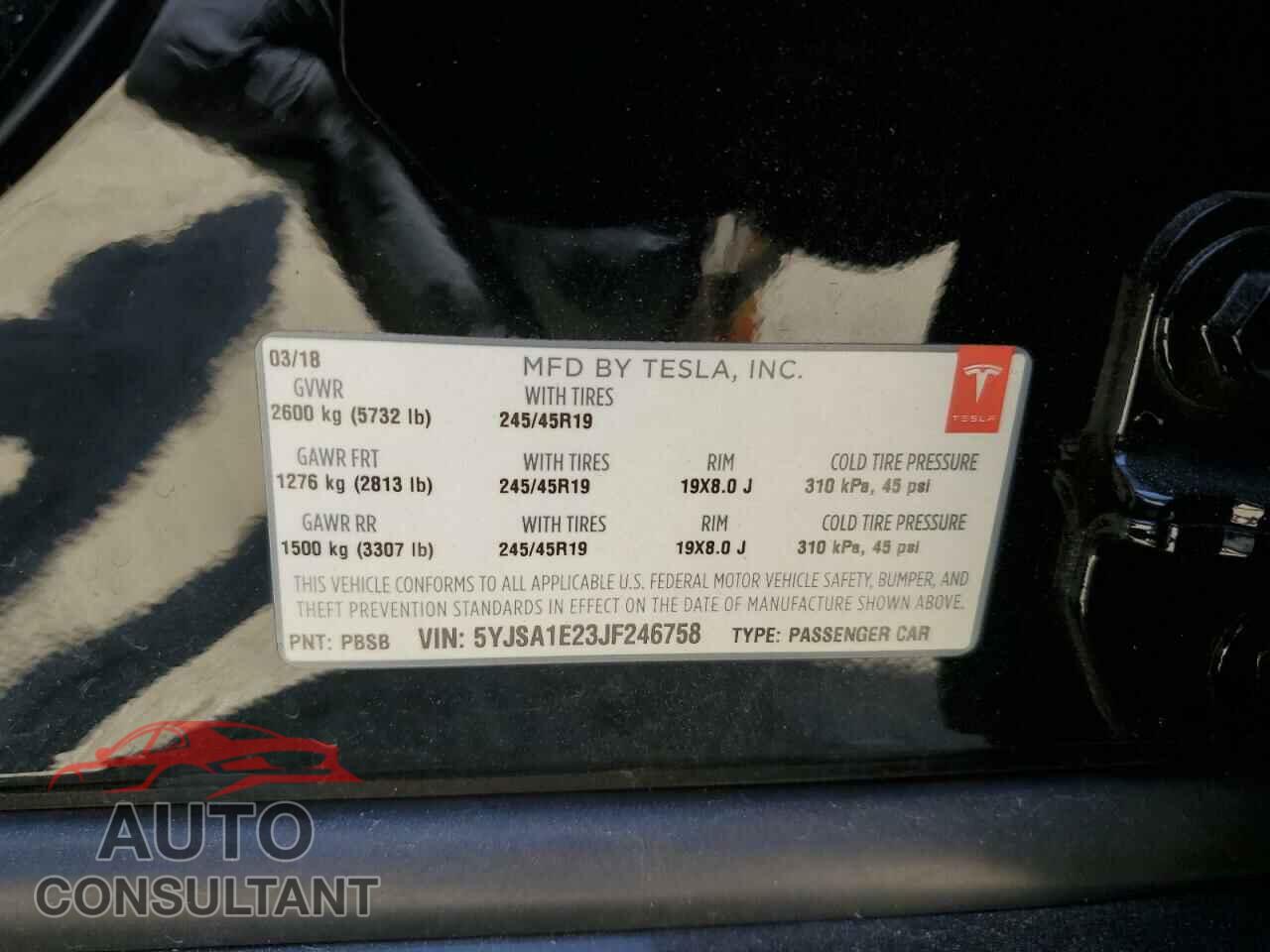 TESLA MODEL S 2018 - 5YJSA1E23JF246758