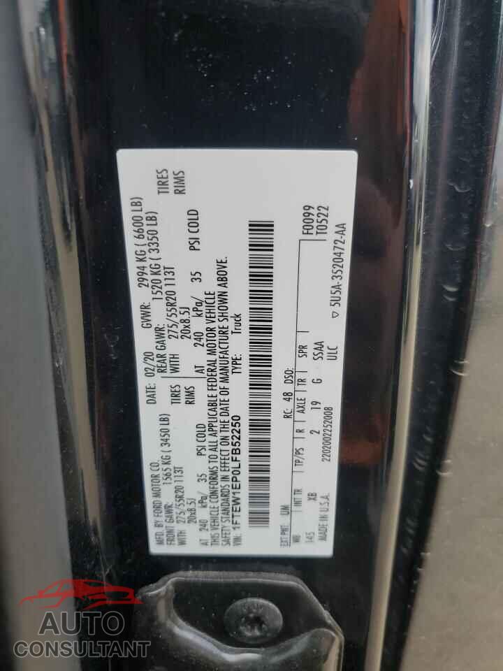 FORD F-150 2020 - 1FTEW1EP0LFB52250