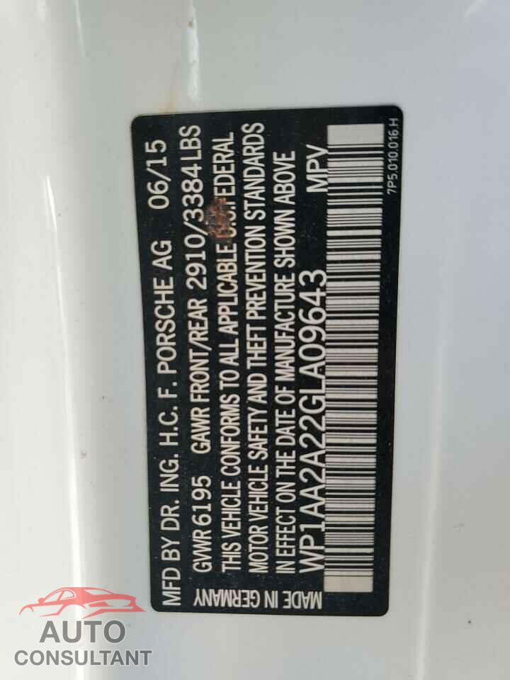 PORSCHE CAYENNE 2016 - WP1AA2A22GLA09643