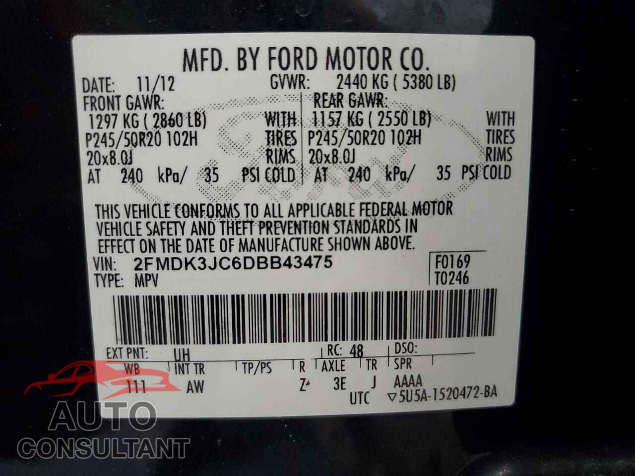 FORD EDGE 2013 - 2FMDK3JC6DBB43475