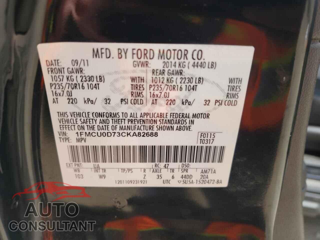 FORD ESCAPE 2012 - 1FMCU0D73CKA82688