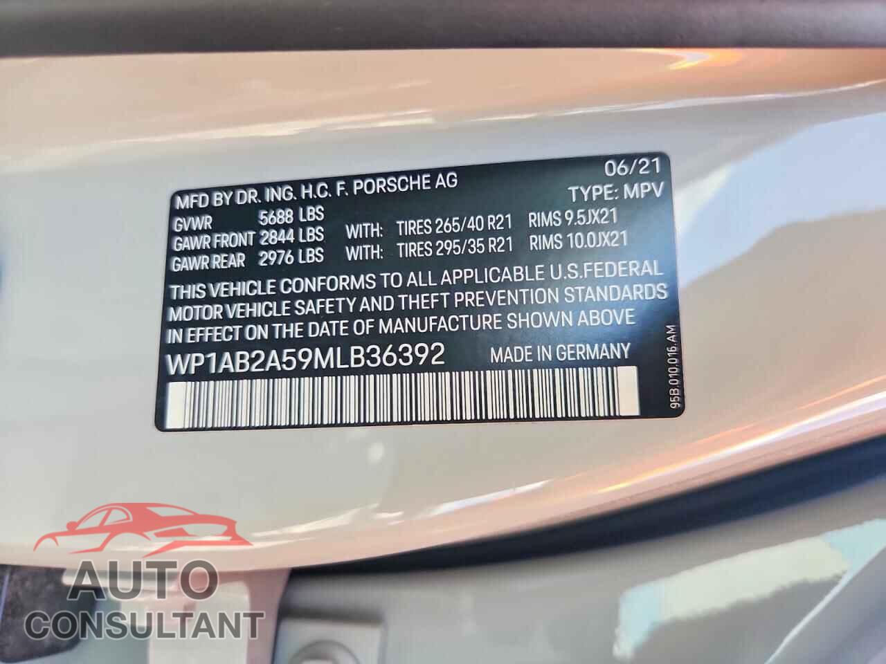 PORSCHE MACAN 2021 - WP1AB2A59MLB36392