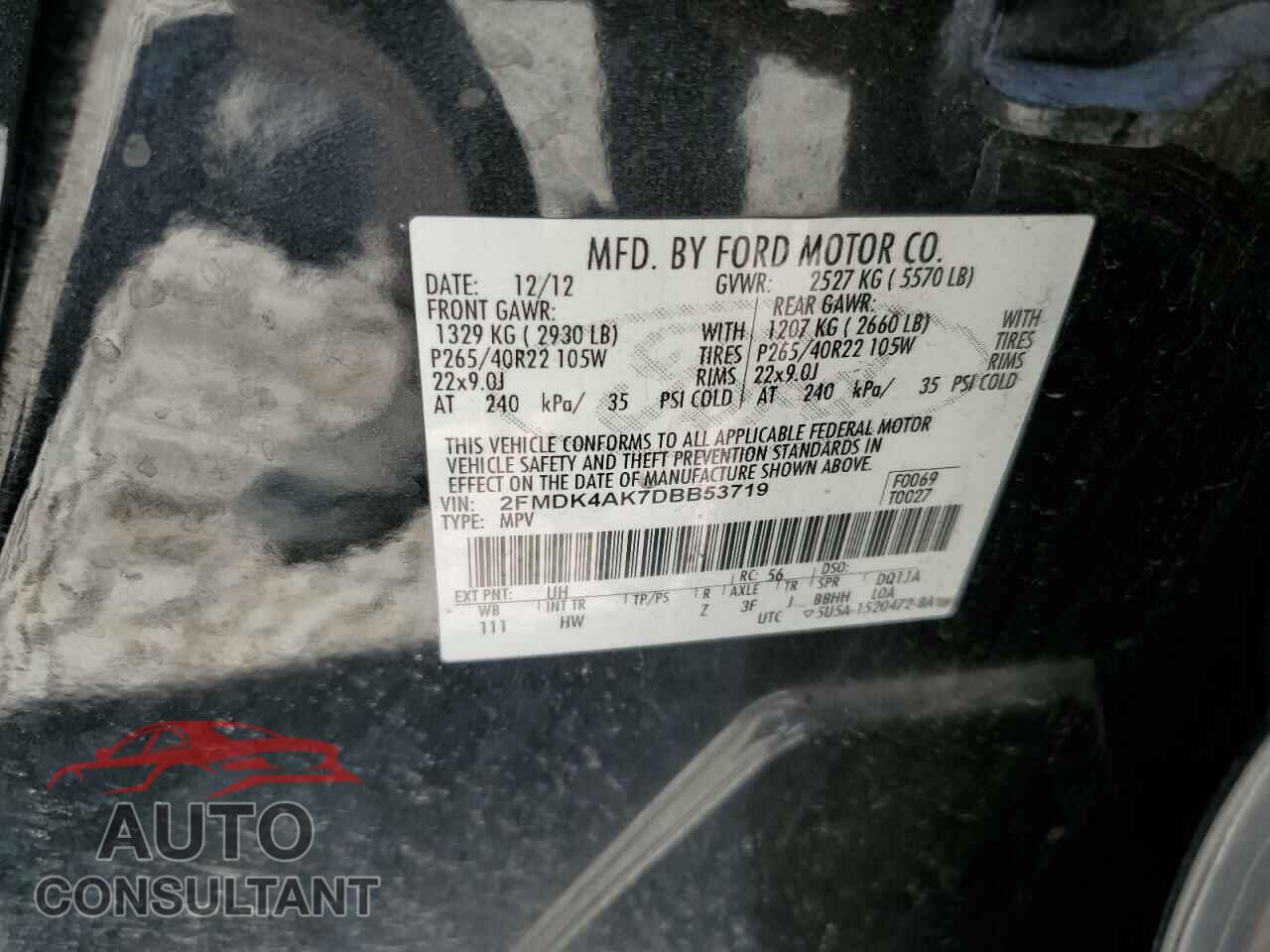 FORD EDGE 2013 - 2FMDK4AK7DBB53719