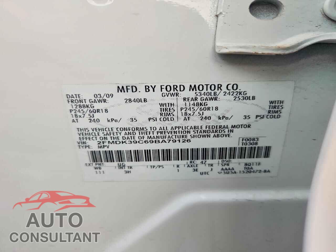 FORD EDGE 2009 - 2FMDK39C69BA79126