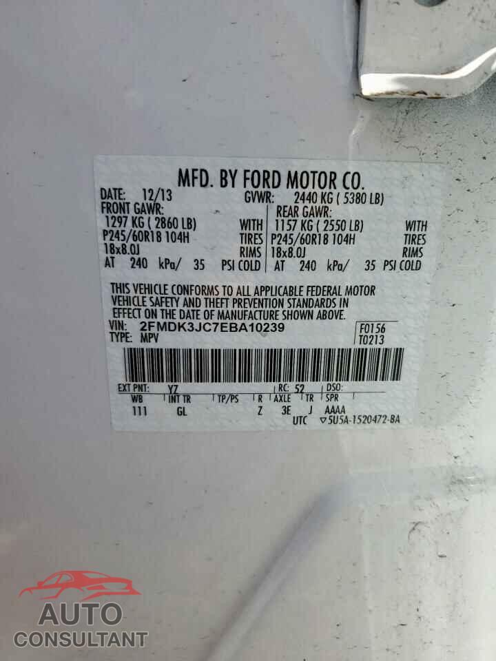 FORD EDGE 2014 - 2FMDK3JC7EBA10239
