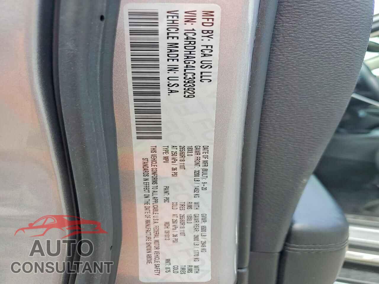 DODGE DURANGO 2020 - 1C4RDHAG4LC393929