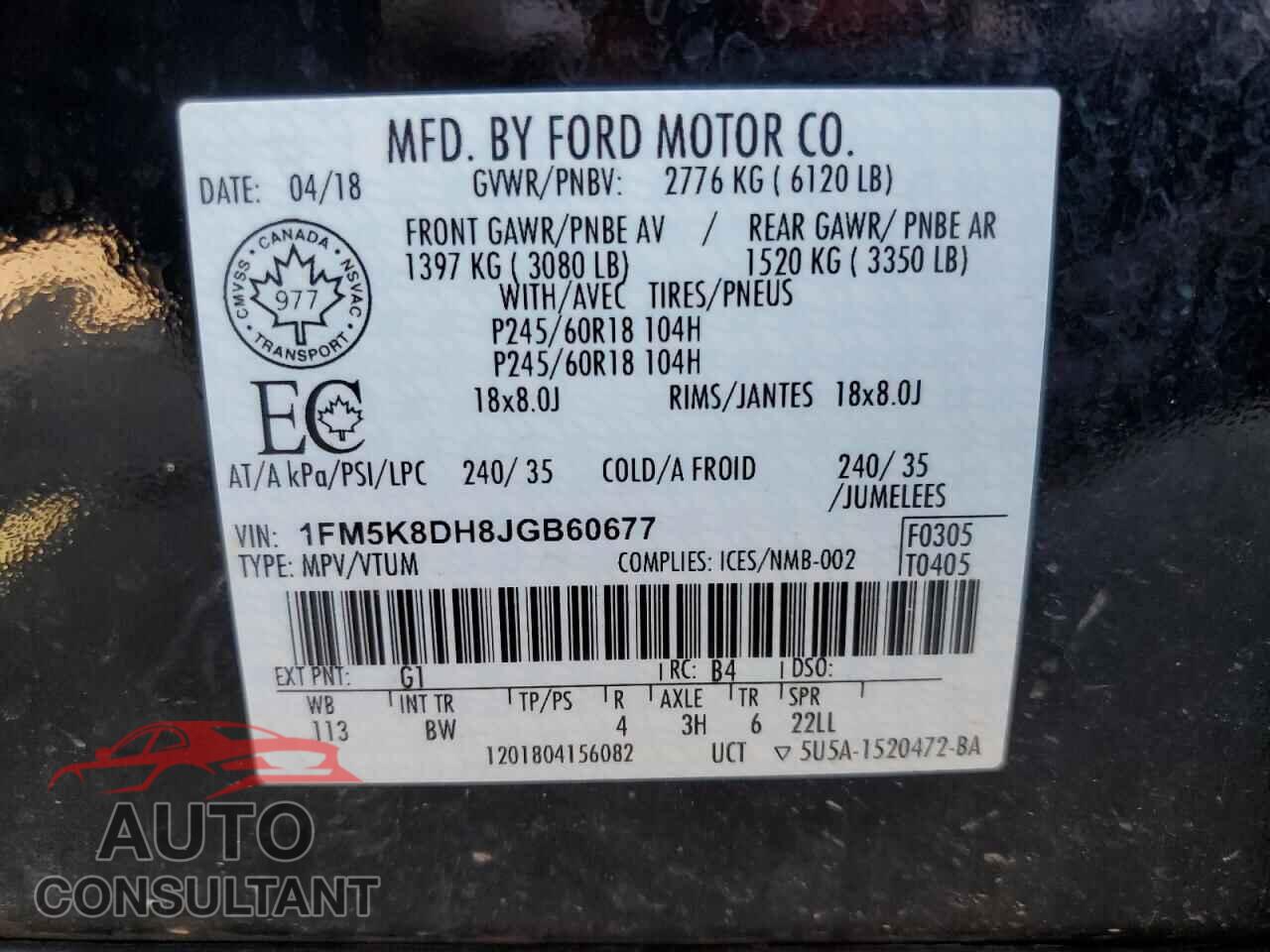 FORD EXPLORER 2018 - 1FM5K8DH8JGB60677