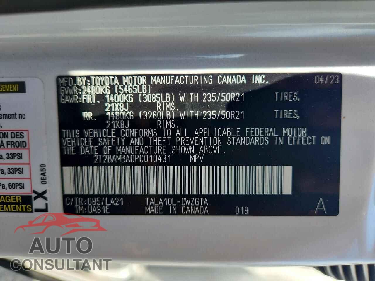 LEXUS RX350 2023 - 2T2BAMBA0PC010431