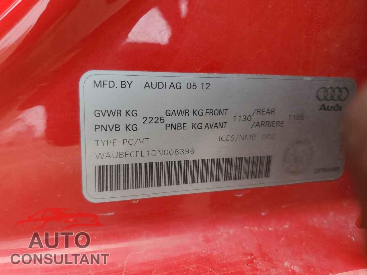 AUDI A4 2013 - WAUBFCFL1DN008396