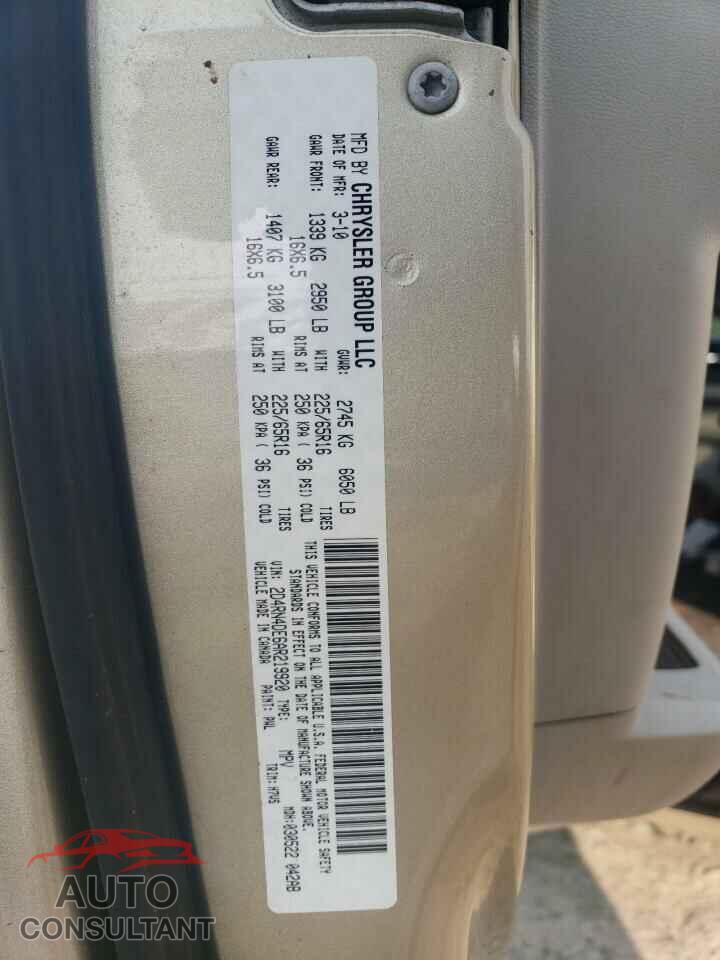 DODGE CARAVAN 2010 - 2D4RN4DE6AR219920