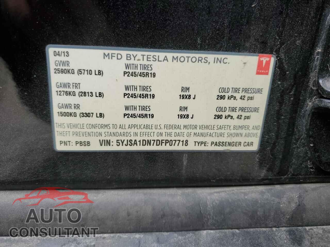 TESLA MODEL S 2013 - 5YJSA1DN7DFP07718
