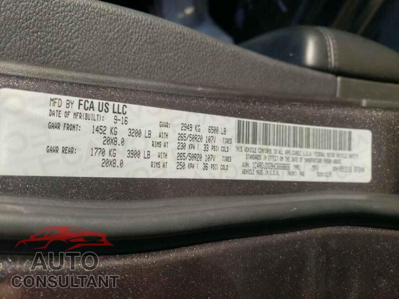 DODGE DURANGO 2017 - 1C4RDJDG9HC666826