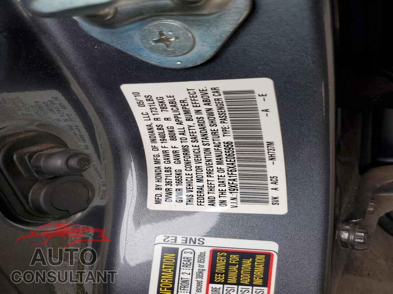 HONDA CIVIC 2010 - 19XFA1F6XAE065956