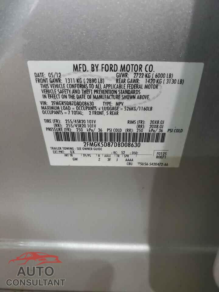FORD FLEX 2013 - 2FMGK5D87DBD08630