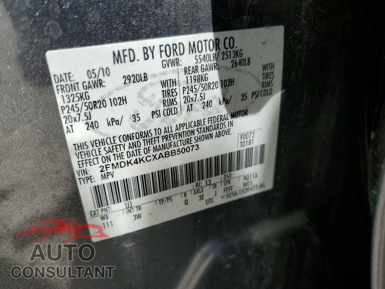 FORD EDGE 2010 - 2FMDK4KCXABB50073