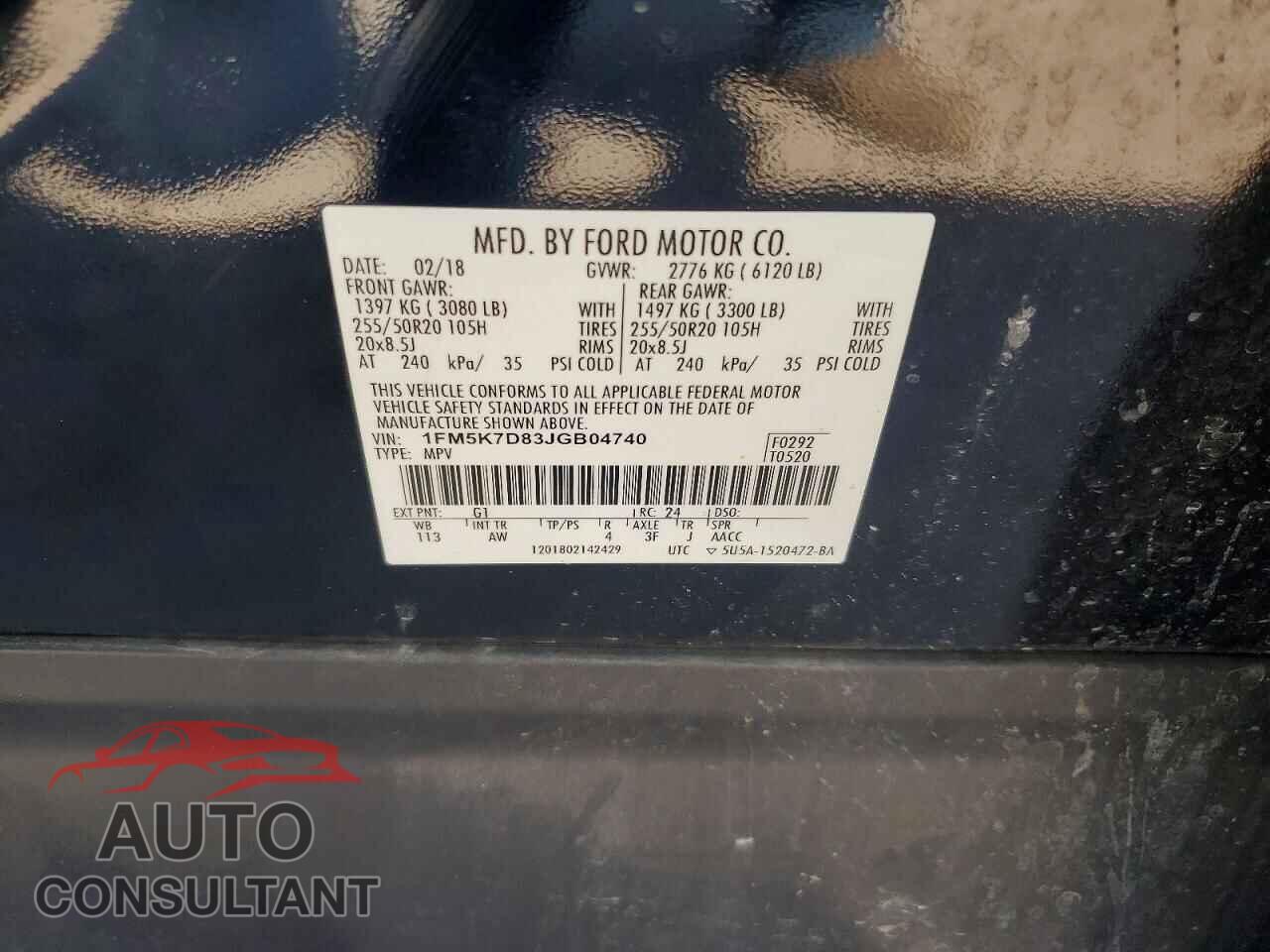 FORD EXPLORER 2018 - 1FM5K7D83JGB04740