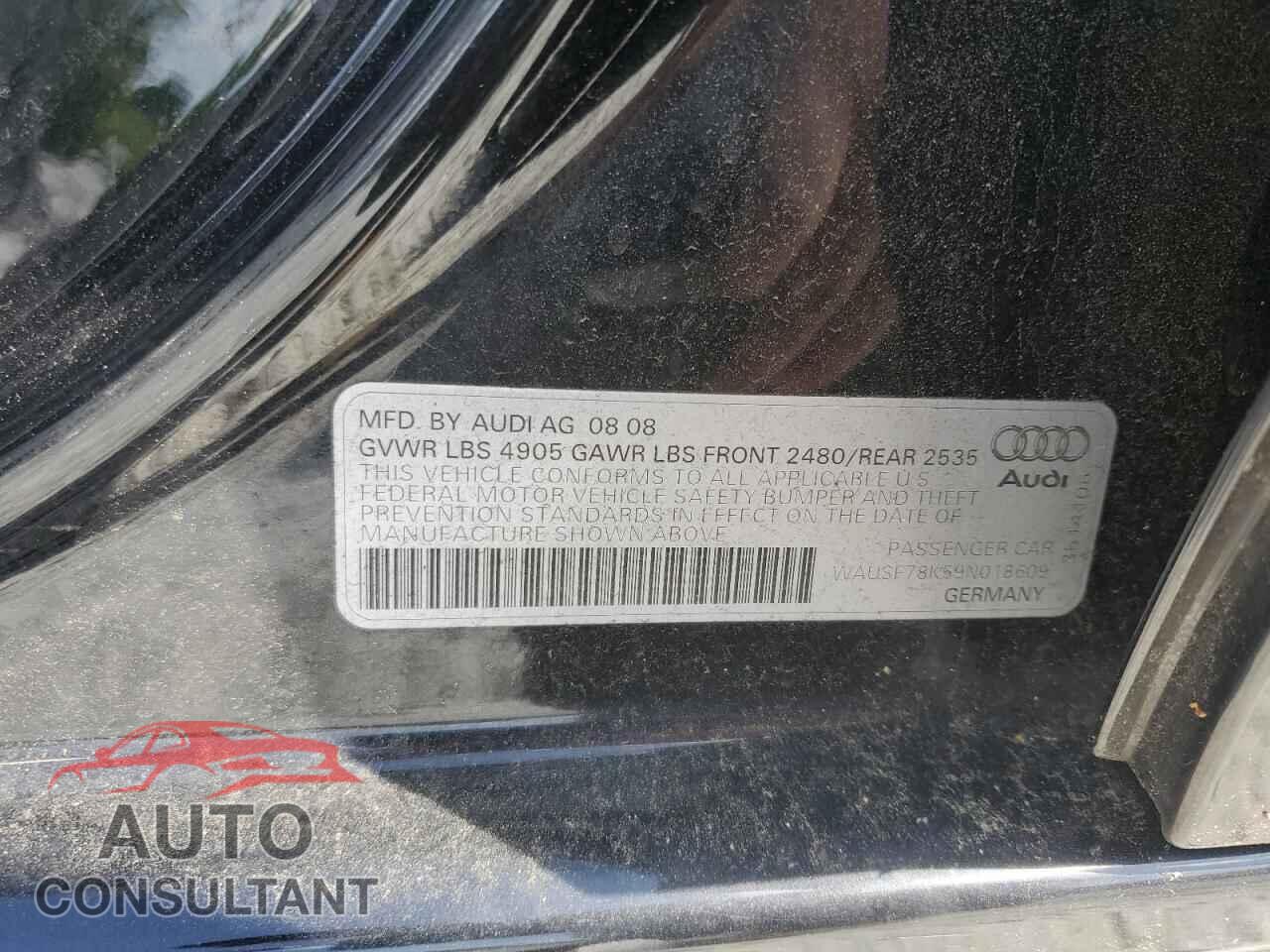 AUDI A4 2009 - WAUSF78K59N018609
