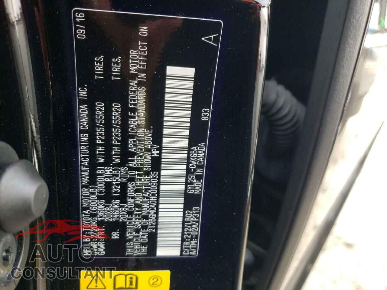 LEXUS RX450 2017 - 2T2BGMCA0HC009035