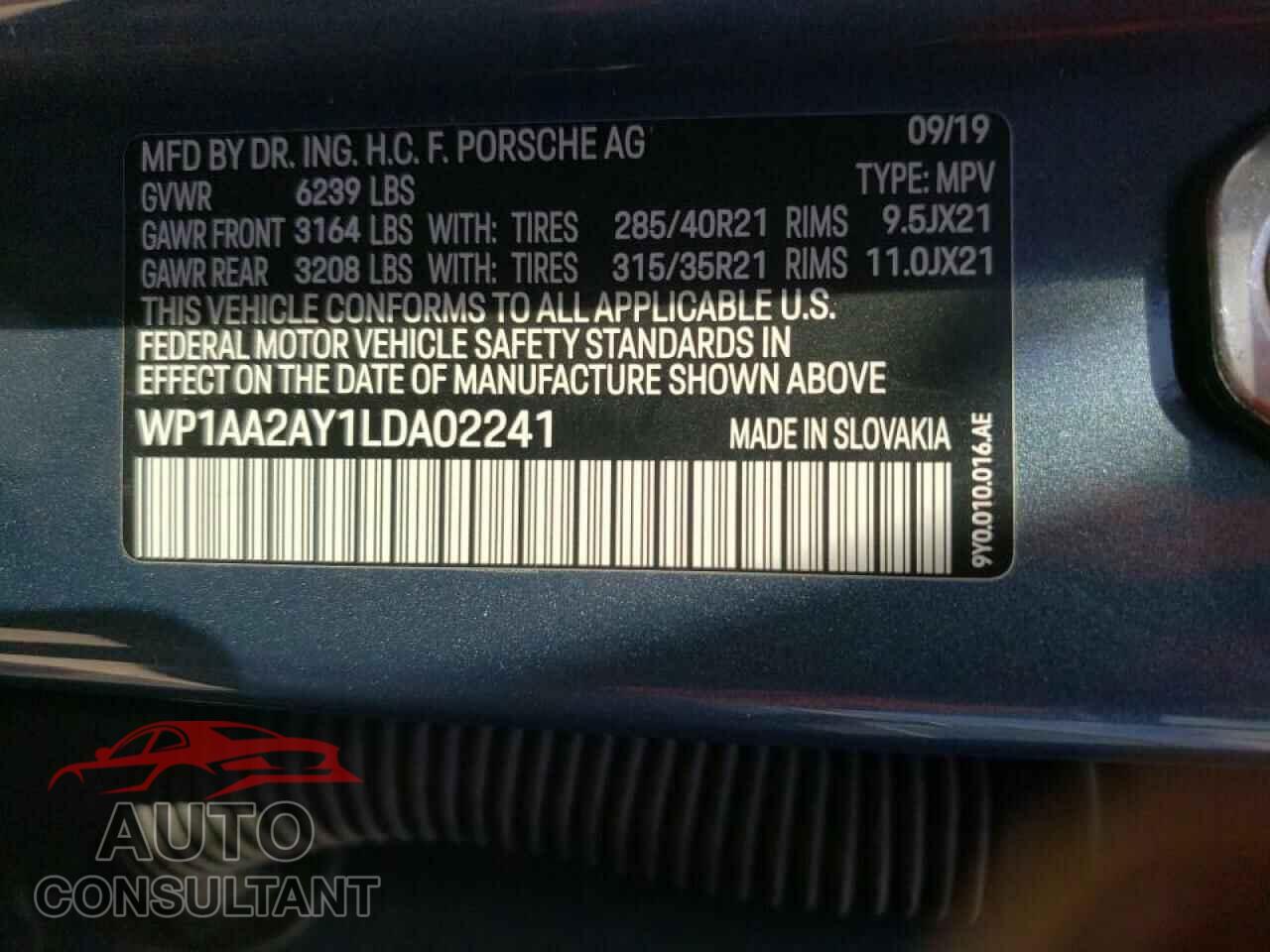 PORSCHE CAYENNE 2020 - WP1AA2AY1LDA02241