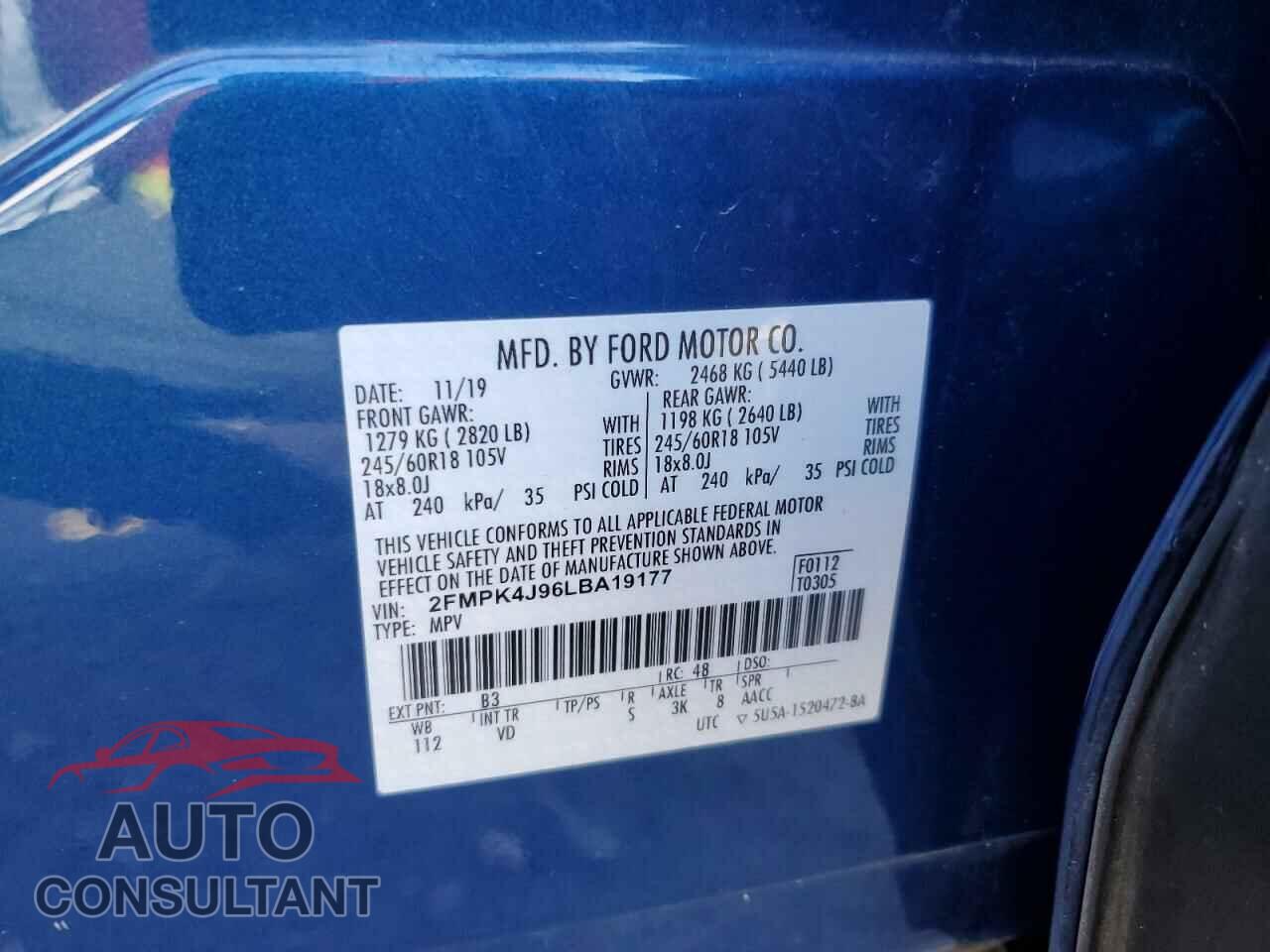 FORD EDGE 2020 - 2FMPK4J96LBA19177
