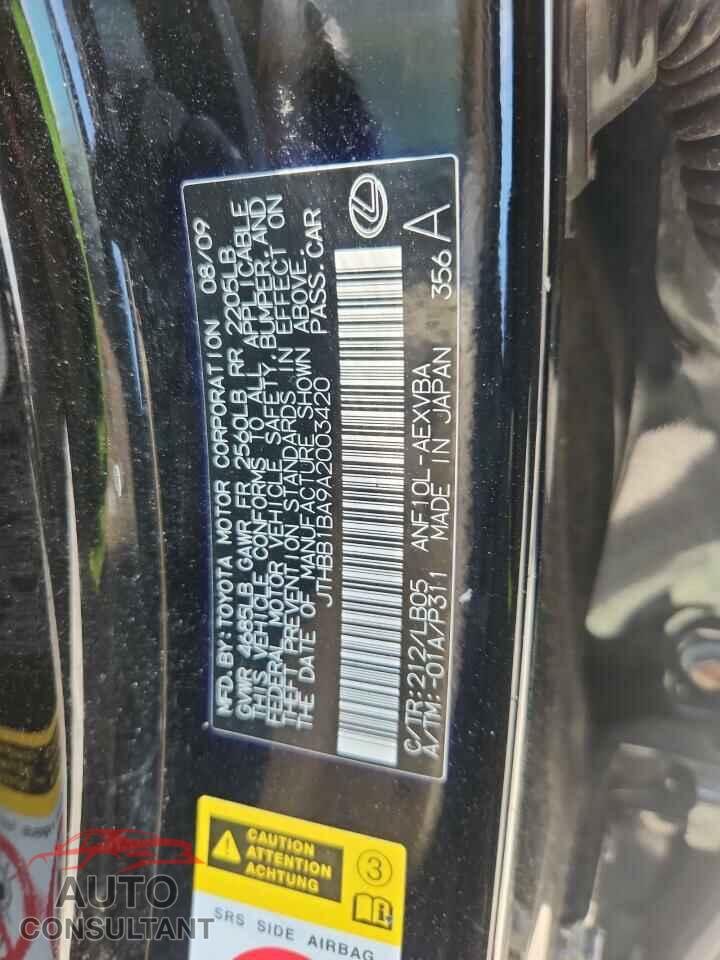 LEXUS HS 2010 - JTHBB1BA9A2003420