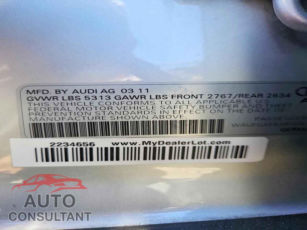 AUDI A6 2011 - WAUFGAFB3BN067487