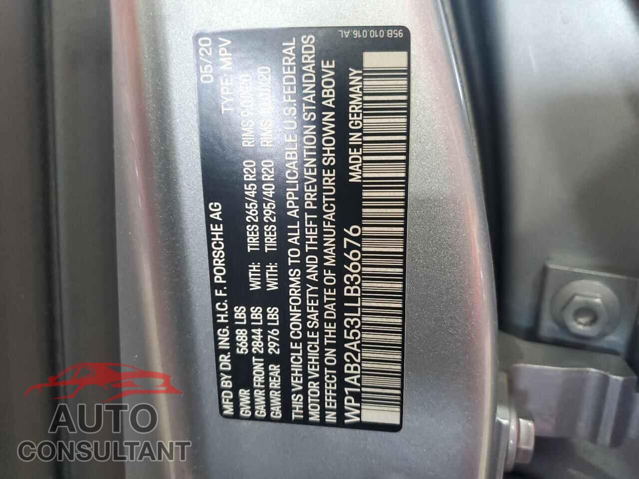 PORSCHE MACAN 2020 - WP1AB2A53LLB36676