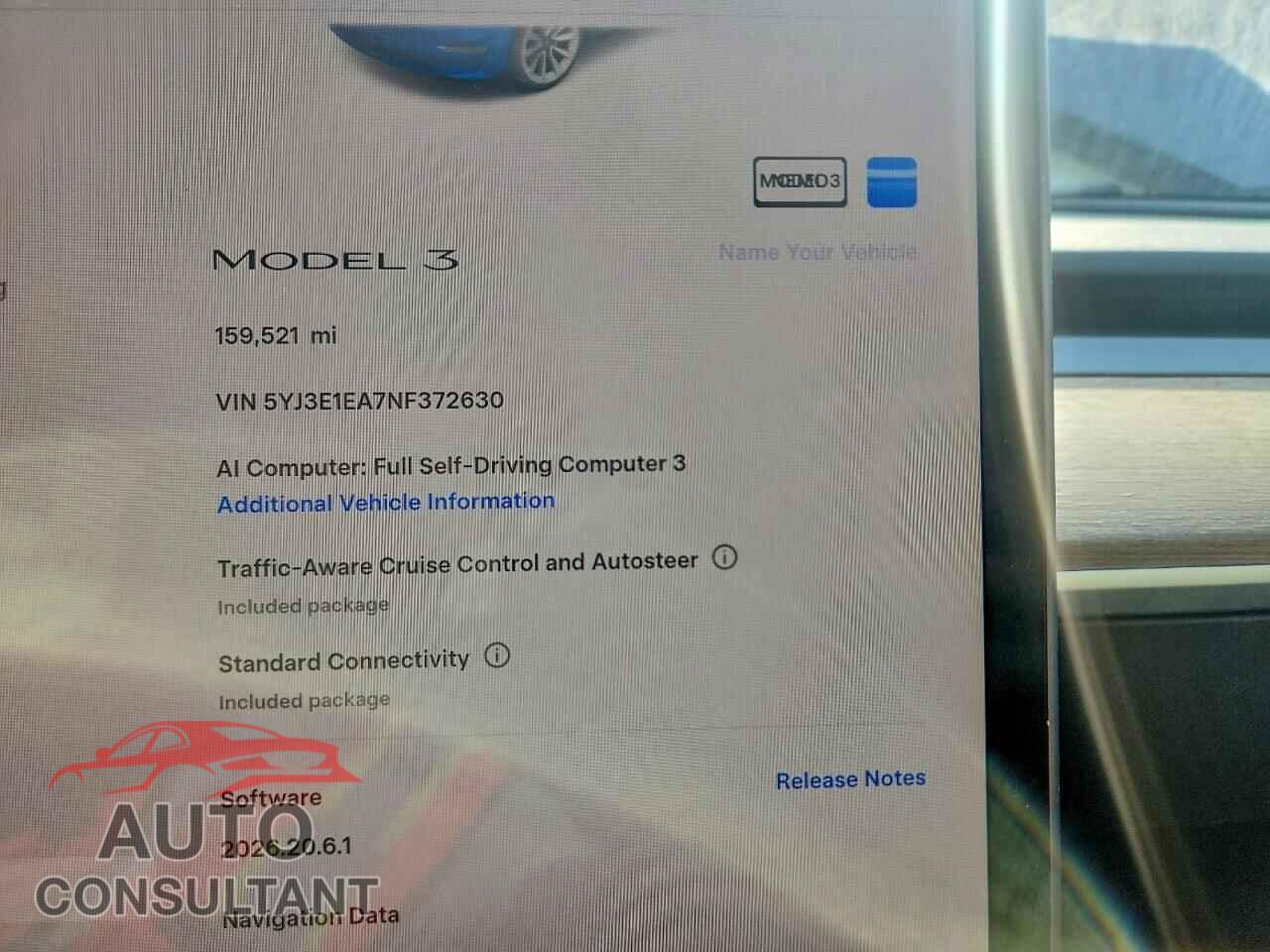 TESLA MODEL 3 2022 - 5YJ3E1EA7NF372630