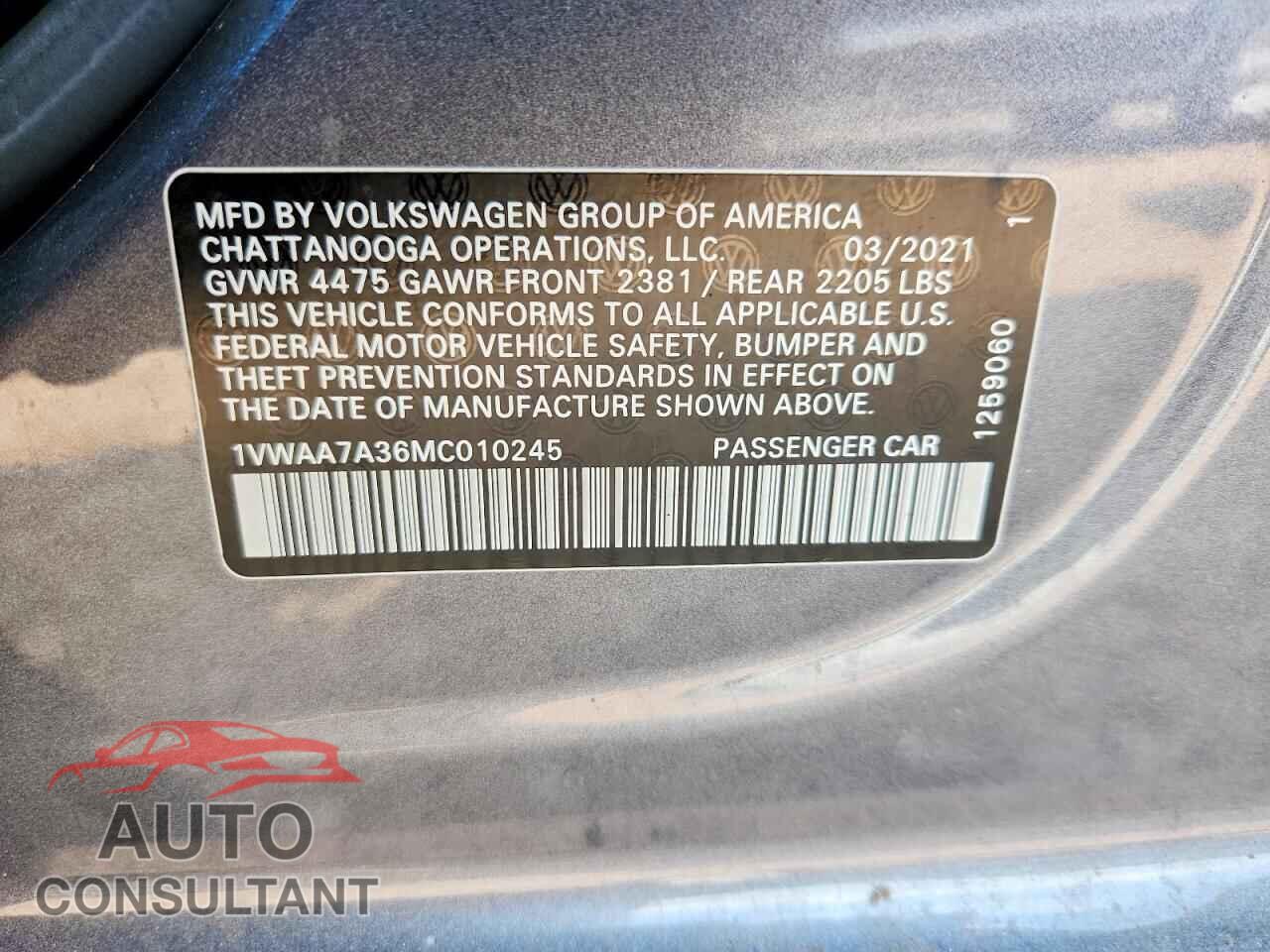 VOLKSWAGEN PASSAT 2021 - 1VWAA7A36MC010245