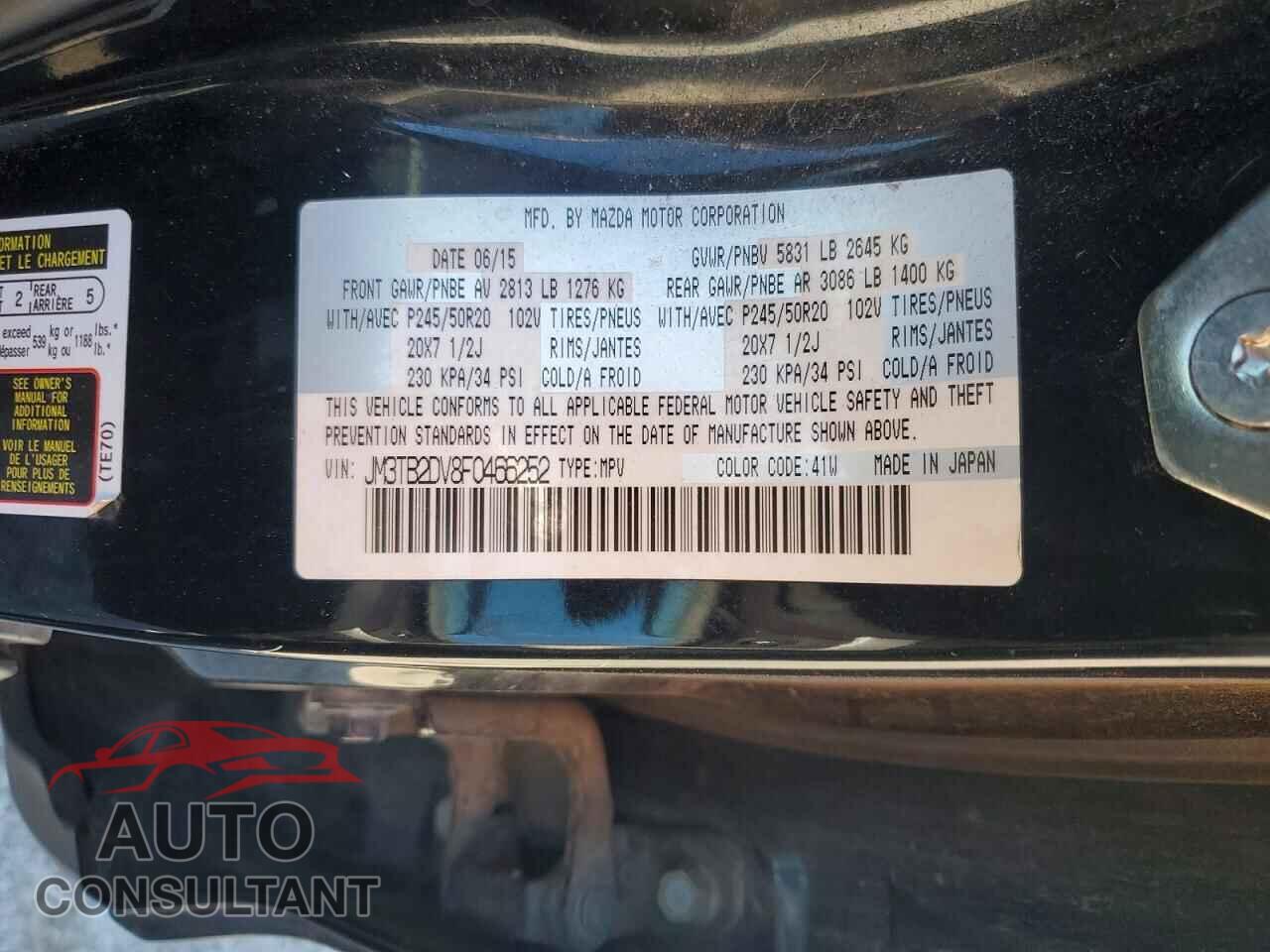 MAZDA CX-9 2015 - JM3TB2DV8F0466252