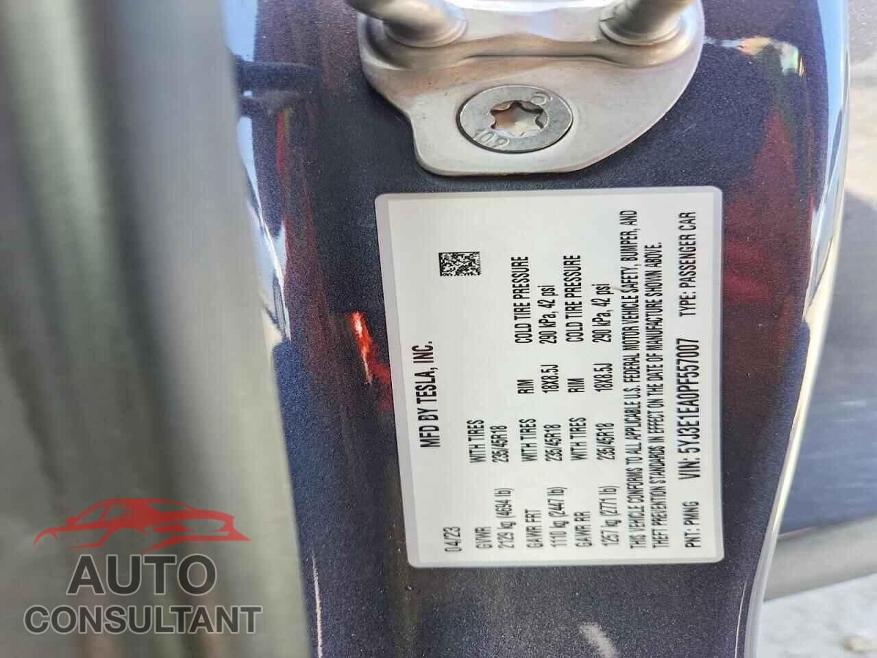 TESLA MODEL 3 2023 - 5YJ3E1EA0PF557007