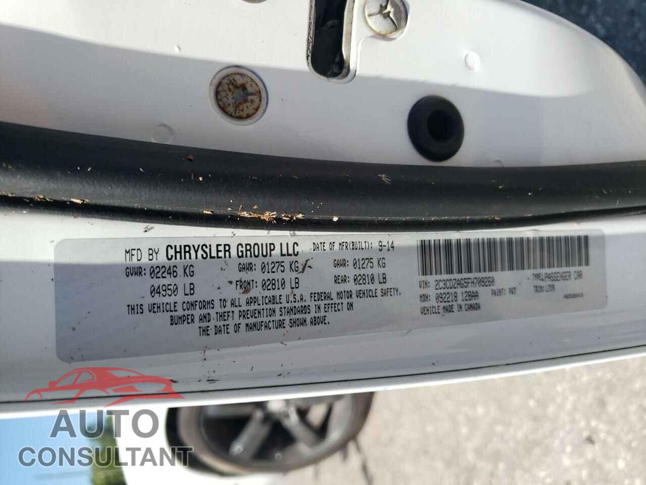 DODGE CHALLENGER 2015 - 2C3CDZAG5FH709260
